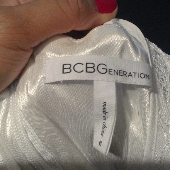 BCBGeneration White Satin & Lace Dress - Picture 4 of 7